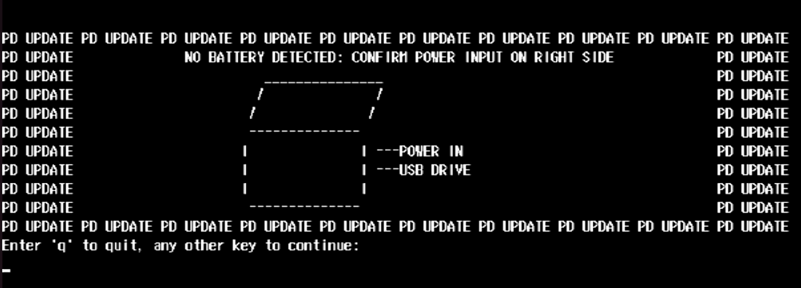 The PD updater asking you to confirm that power is connected to the right side.
